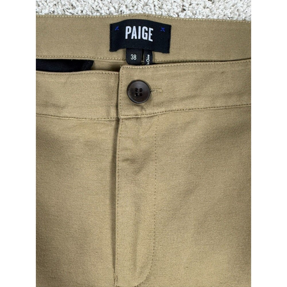 PAIGE Mens Dress Pants Size 38 Khaki Stretch Flat Front Casual Chino - Picture 8 of 12